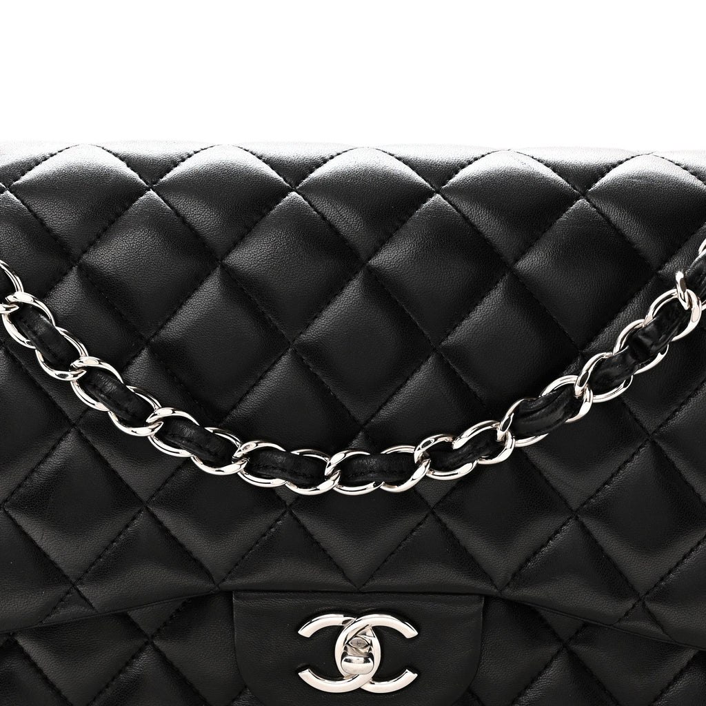 Lambskin Quilted Jumbo Double Flap Black At My store