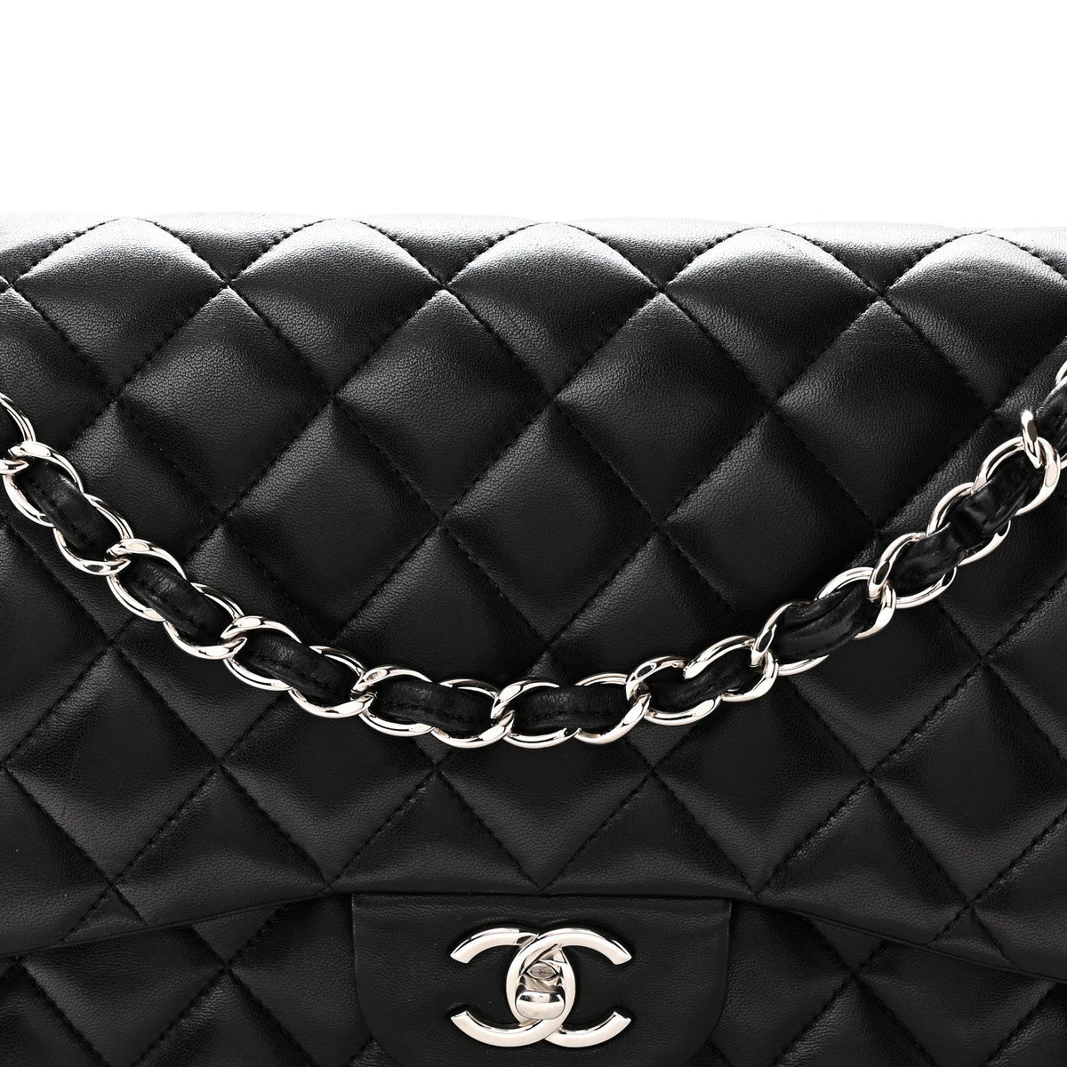 Lambskin Quilted Jumbo Double Flap Black At My store