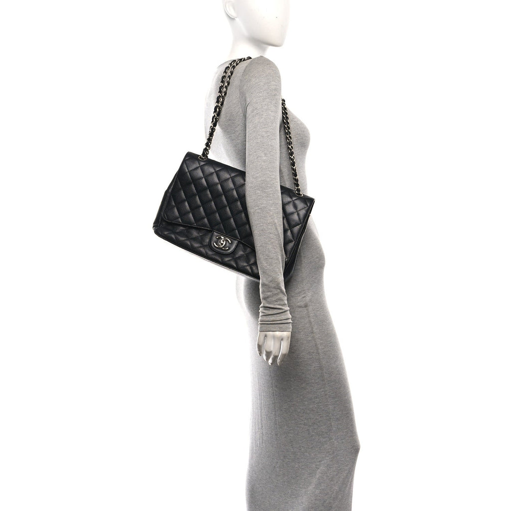 Caviar Quilted Maxi Double Flap Black At My store