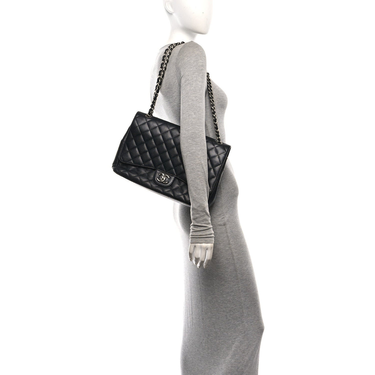 Caviar Quilted Maxi Double Flap Black At My store
