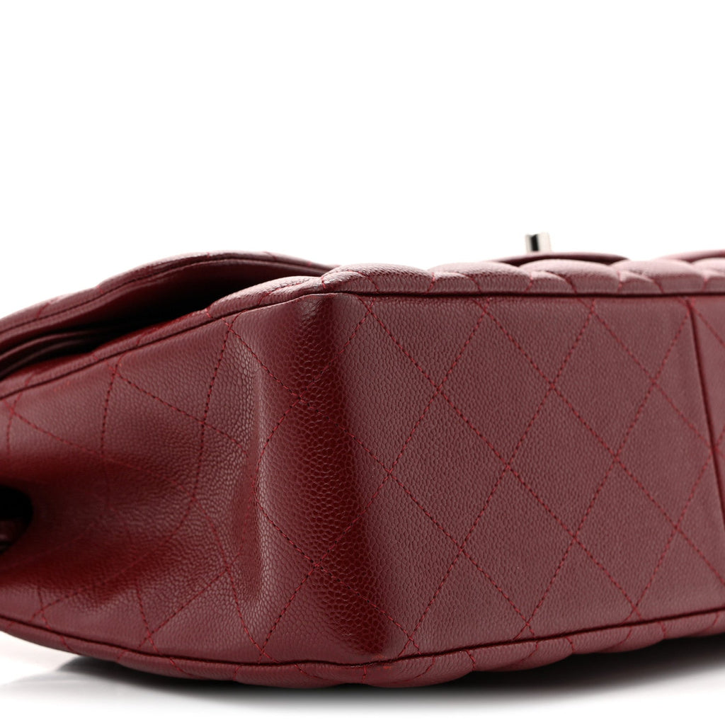 Caviar Quilted Jumbo Double Flap Burgundy At My store