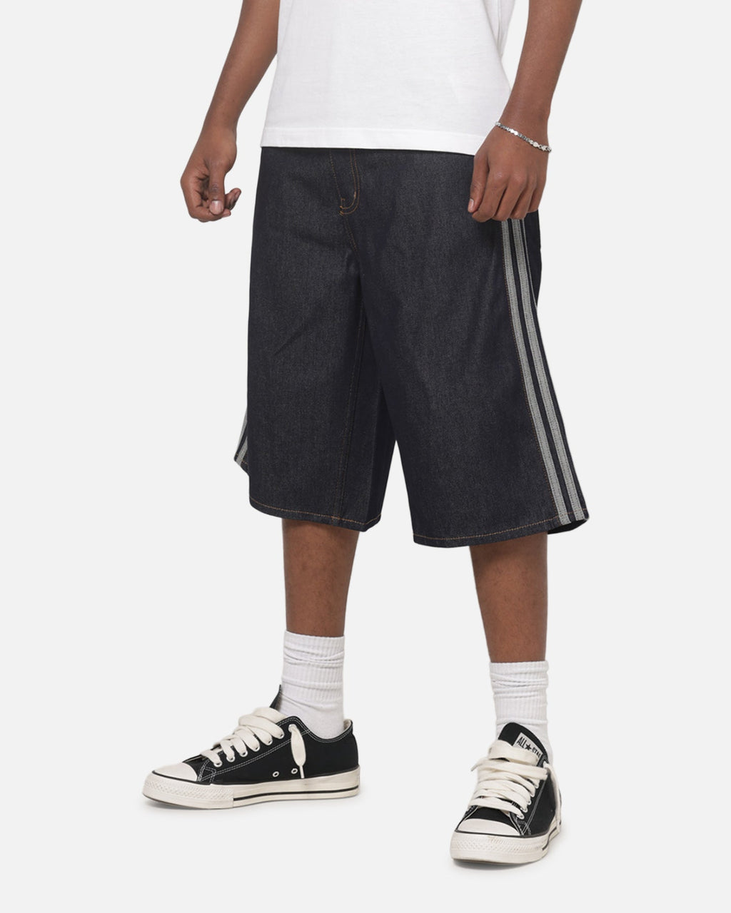 Best-Selling Adidas  Adicolor Jorts Mid-Rise Straight Leg Firebird Shorts Indigo Denim