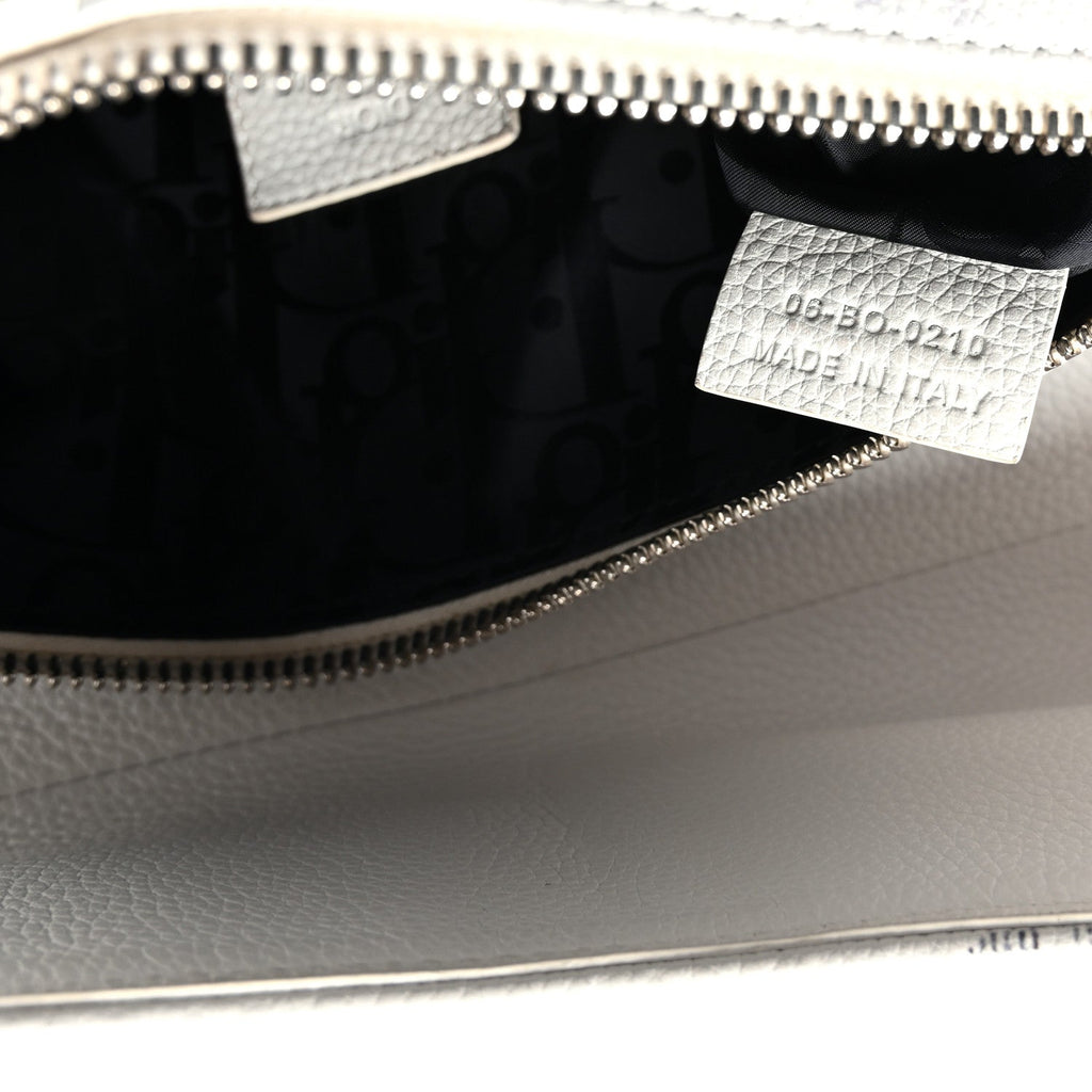 X Daniel Arsham Grained Calfskin Newspaper Print Saddle Bag White AT My store