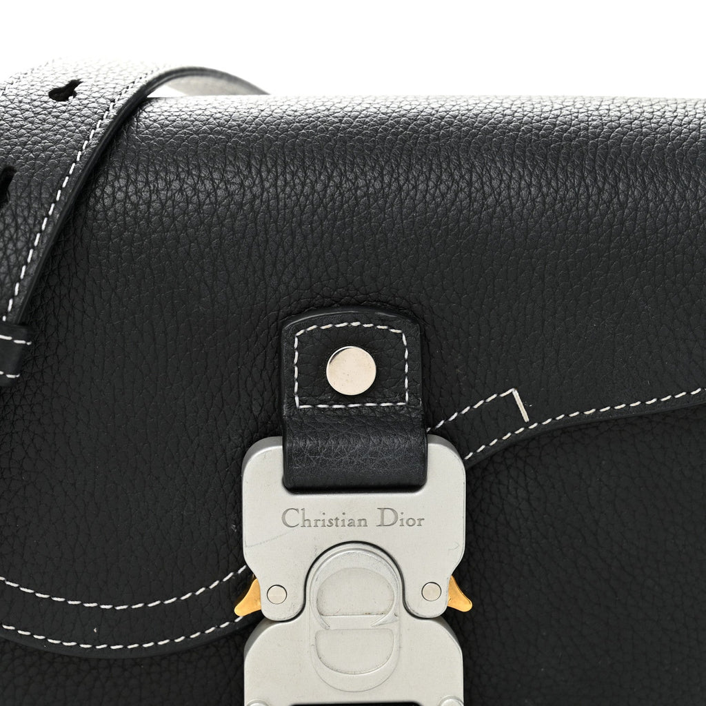 Grained Calfskin Saddle Messenger Bag With Strap Black AT My store