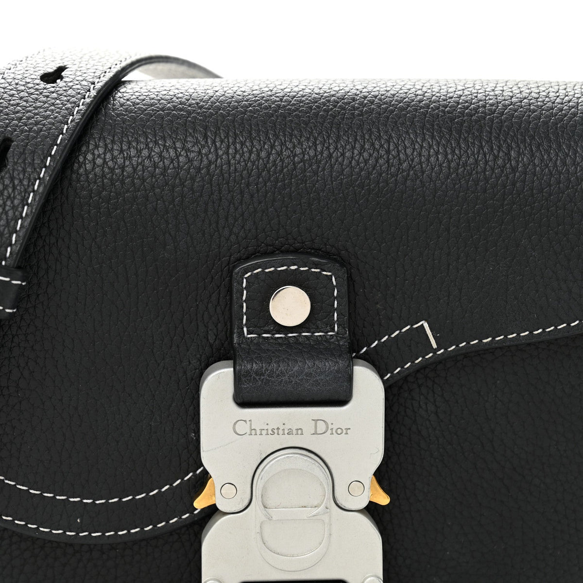 Grained Calfskin Saddle Messenger Bag With Strap Black AT My store