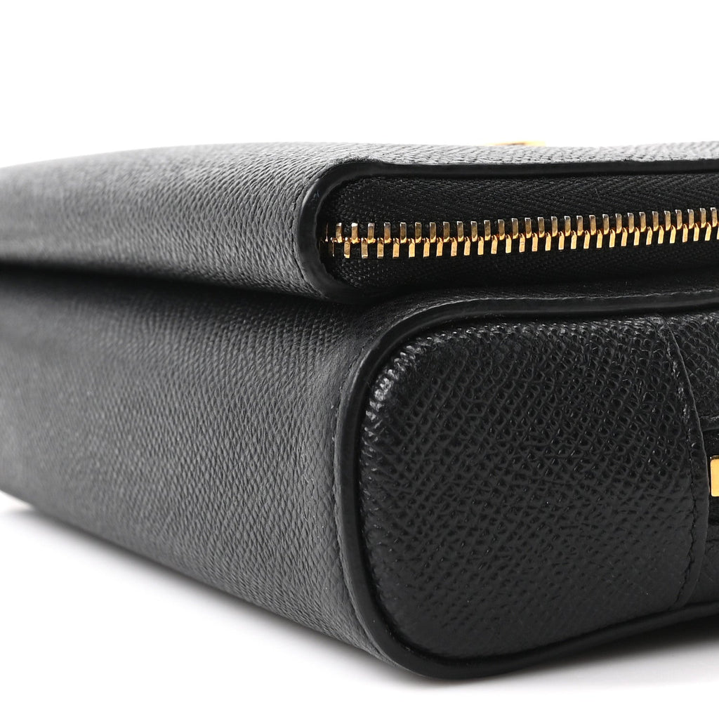 Grained Calfskin Caro Double Pouch Black AT My store