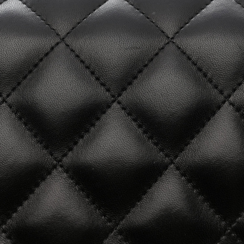 Lambskin Quilted Jumbo Double Flap Black At My store