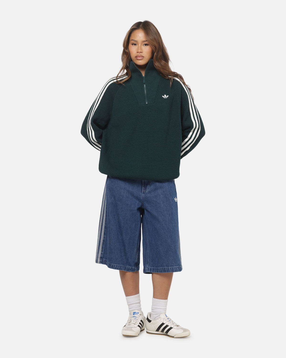 Best-Selling Adidas Women's Funnel Neck Quarter Zip Sweatshirt Green