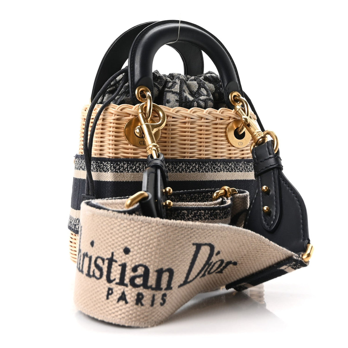 Wicker Oblique Mini Lady Dior Bag Blue AT My store