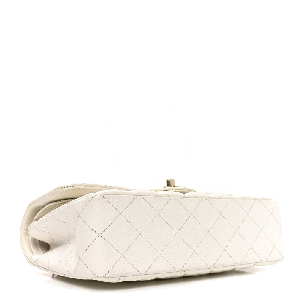 Caviar Quilted Small Double Flap White At My store