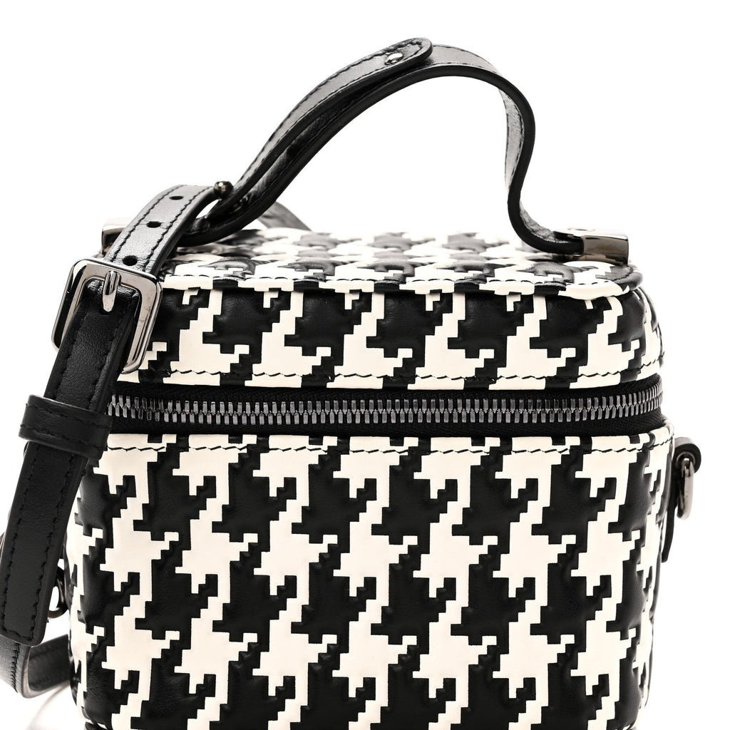 Calfskin Macro Houndstooth Embossed Micro Lady Dior Vanity Case Black White AT My store