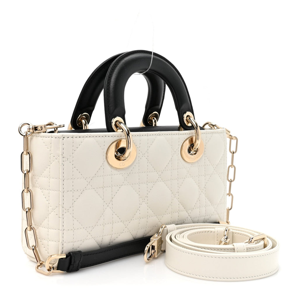 Lambskin Cannage Small Lady D-Joy Latte Black AT My store