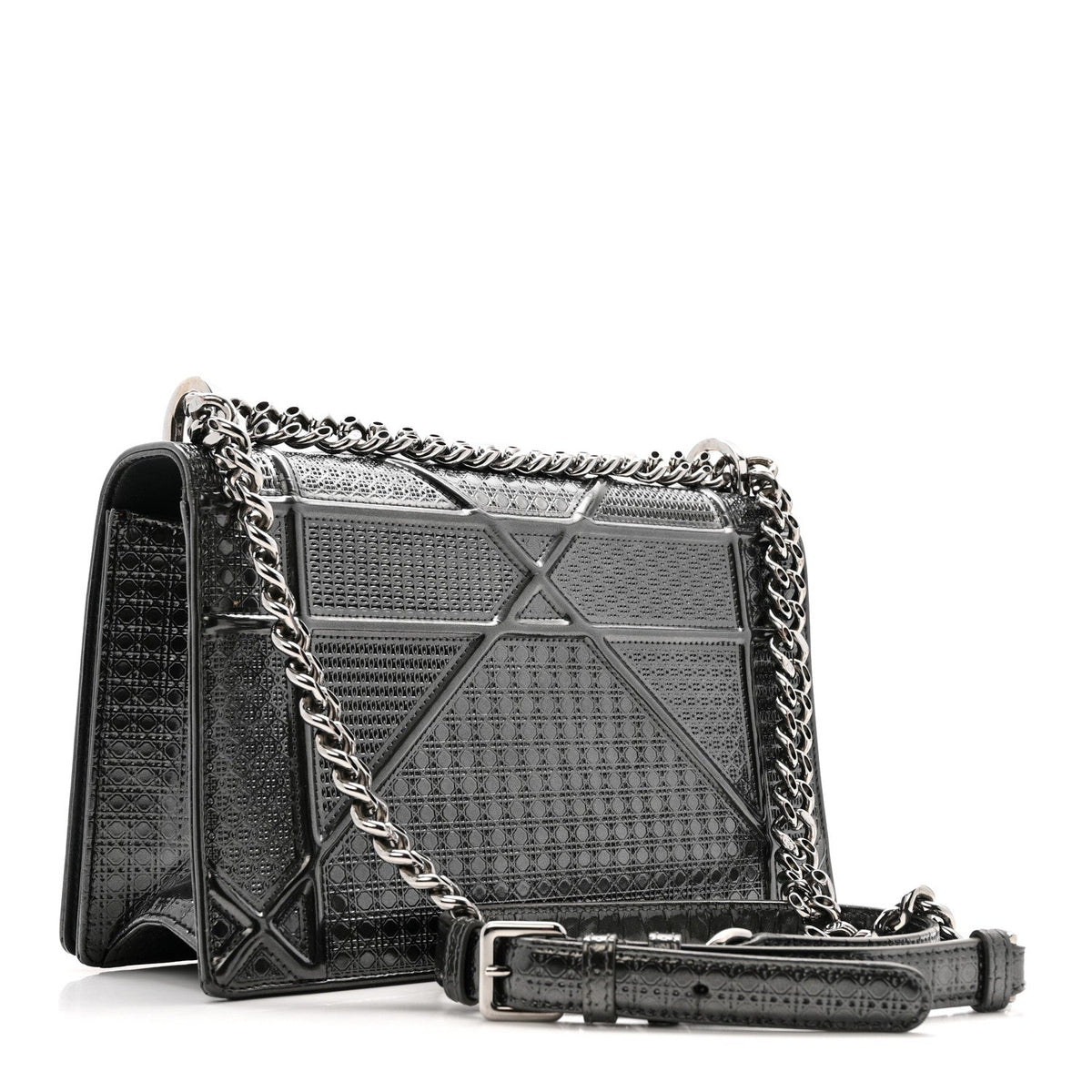 Metallic Patent Micro-Cannage Medium Diorama Flap Bag Onyx Black AT My store