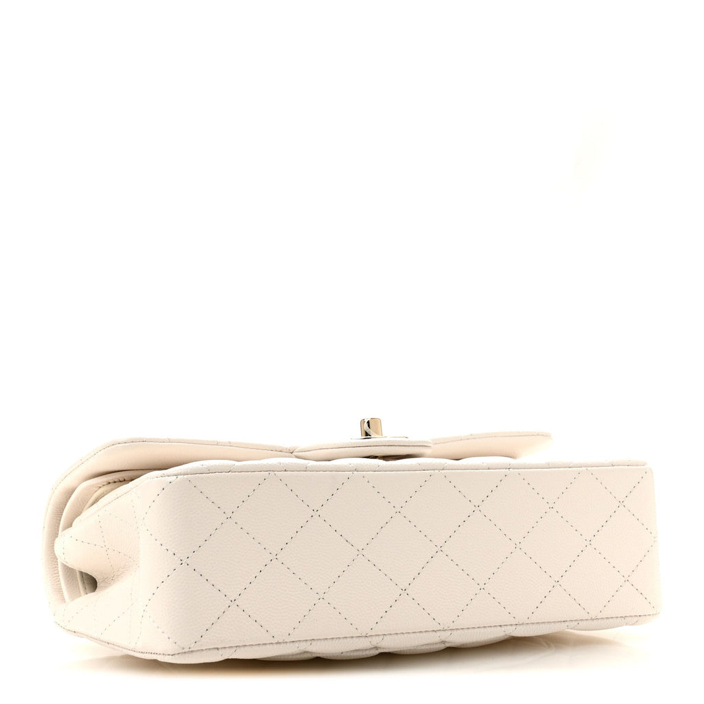 Caviar Quilted Small Double Flap White At My store