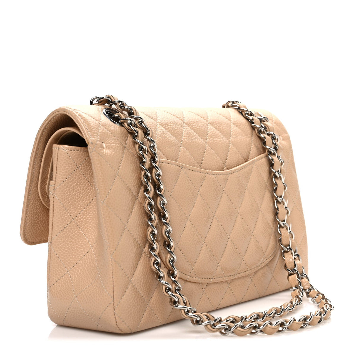 Caviar Quilted Medium Double Flap Beige At My store