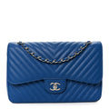 Caviar Chevron Quilted Jumbo Double Flap Blue At My store