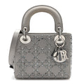 Satin Crystal Cannage Mini Lady Dior Gray AT My store