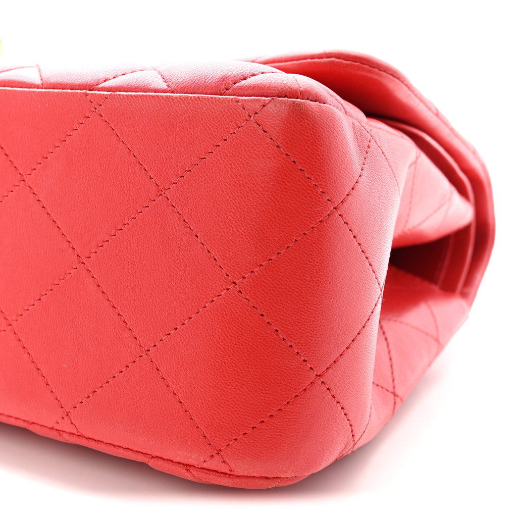 Lambskin Quilted Jumbo Double Flap Red At My store