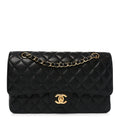 Caviar Quilted Medium Double Flap Black At My store