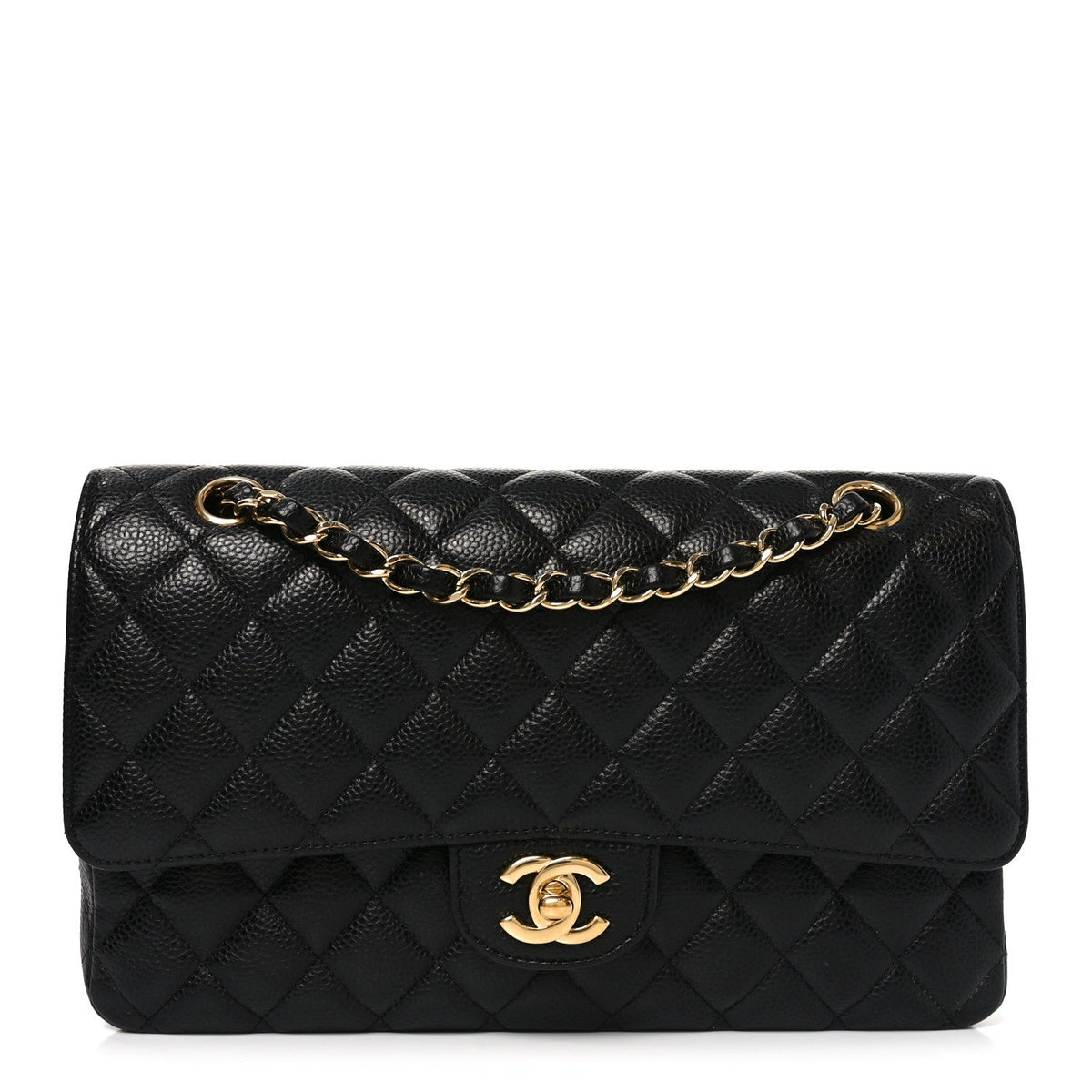 Caviar Quilted Medium Double Flap Black At My store