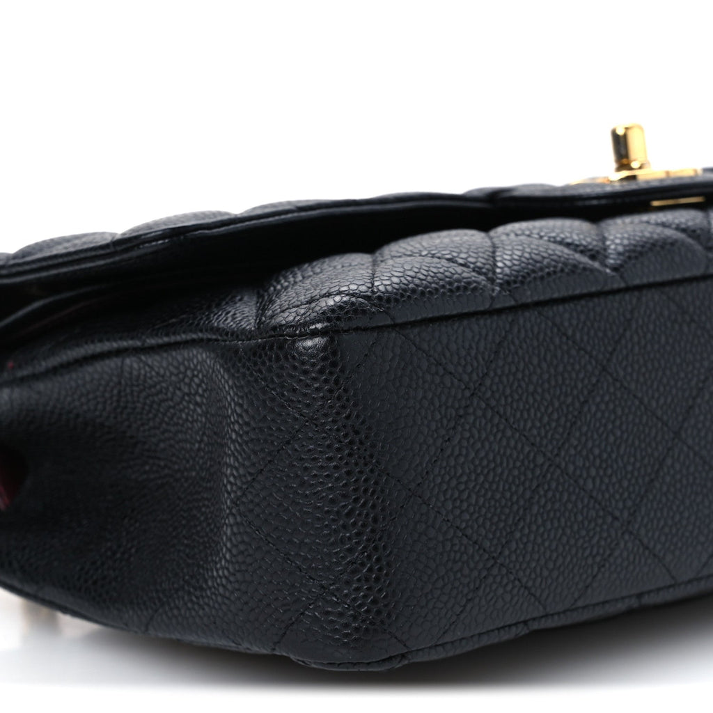 Caviar Quilted Medium Double Flap Black At My store
