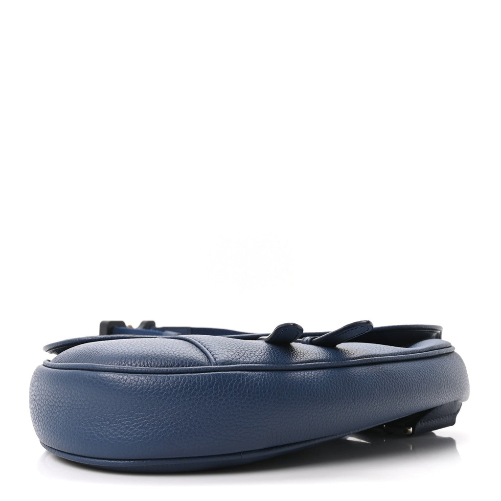 Grained Calfskin Mens Saddle Bag Navy Blue AT My store