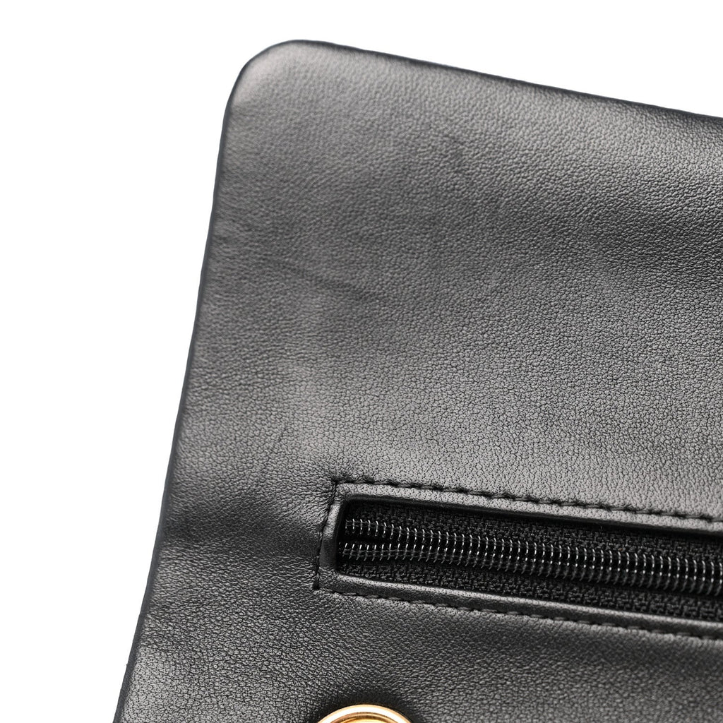 Lambskin Quilted Medium Double Flap Black At My store