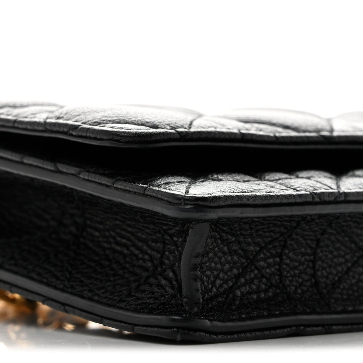 Supple Calfskin Caro Pouch with Chain Black AT My store