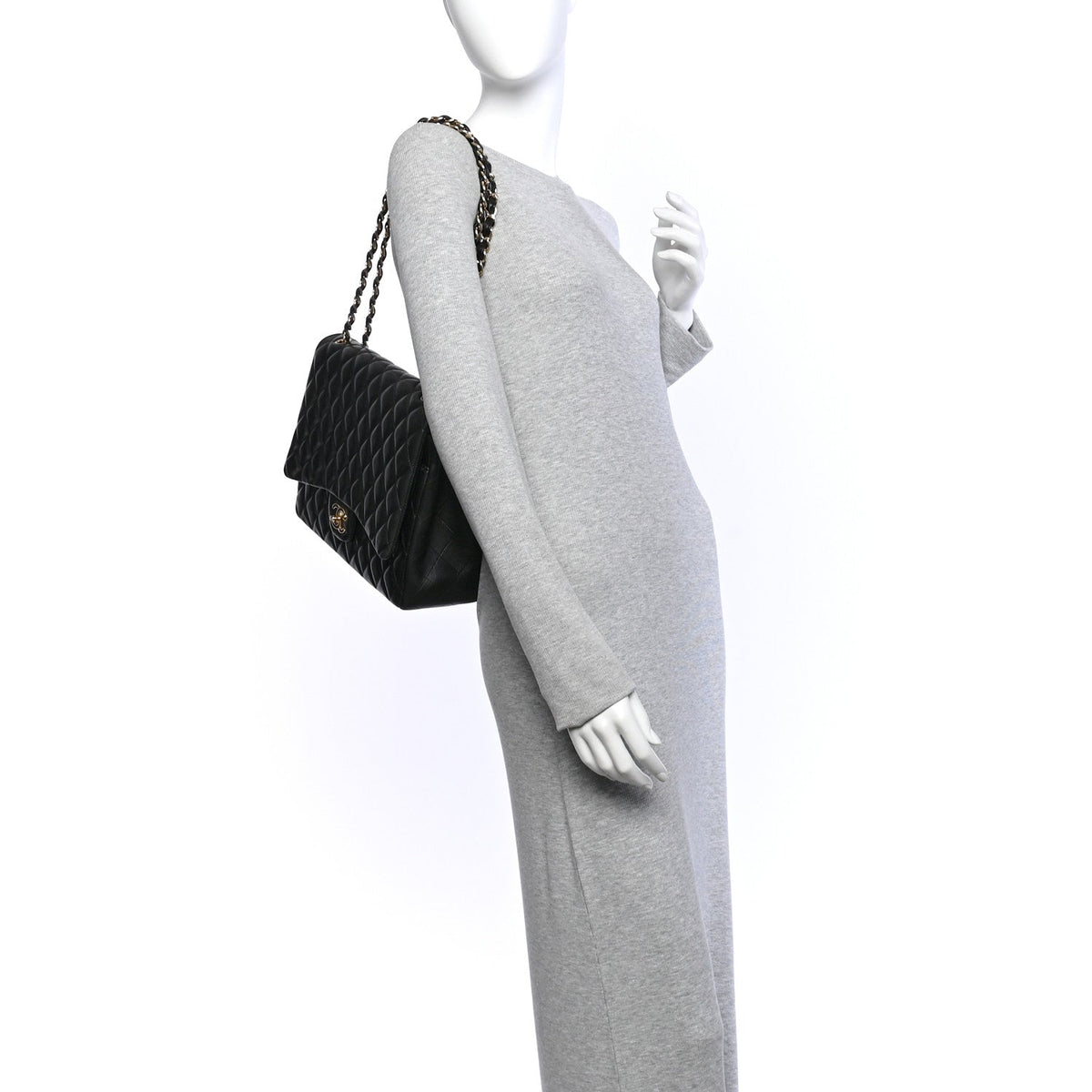 Lambskin Quilted Maxi Double Flap Black At My store