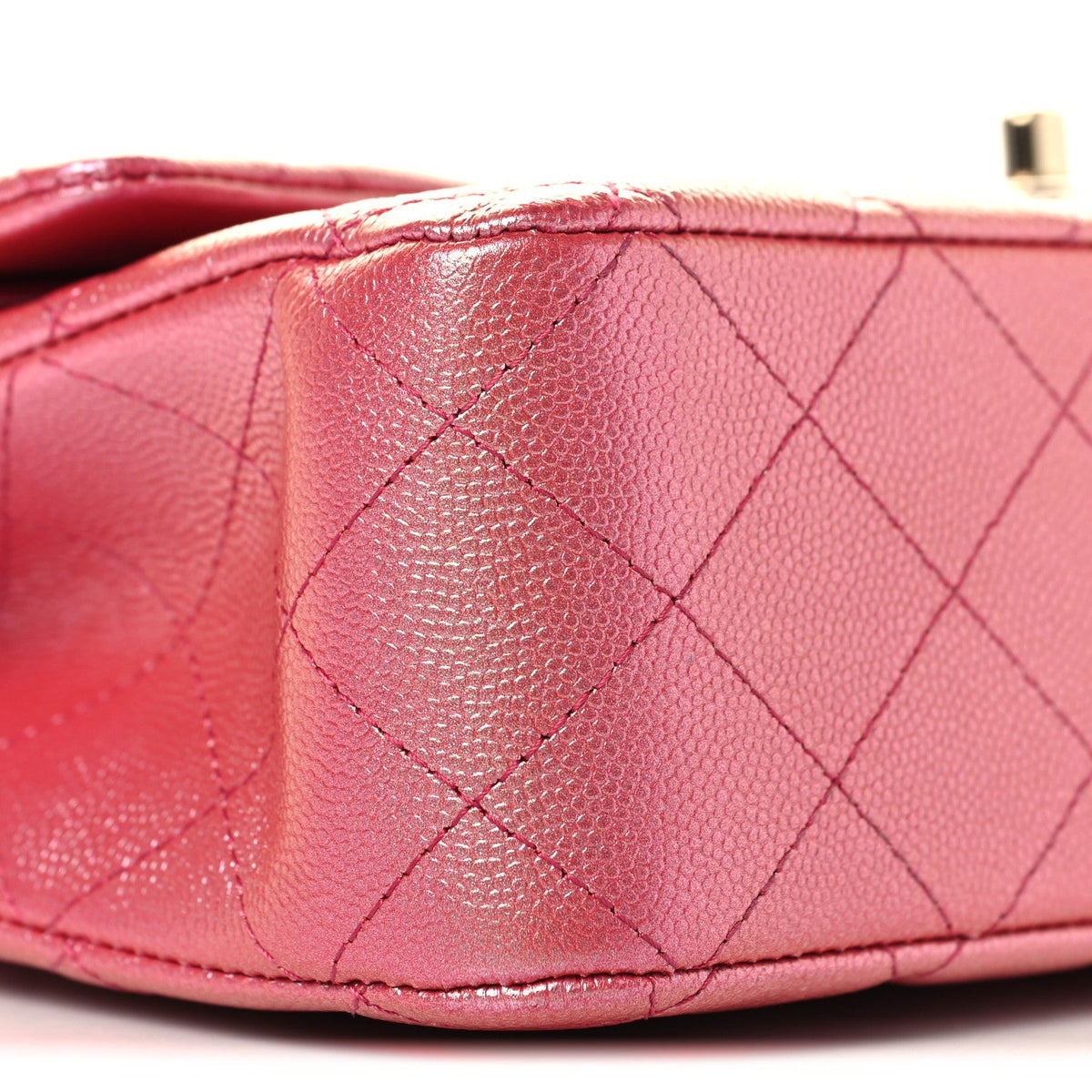 Iridescent Caviar Quilted Medium Double Flap Dark Pink At My store