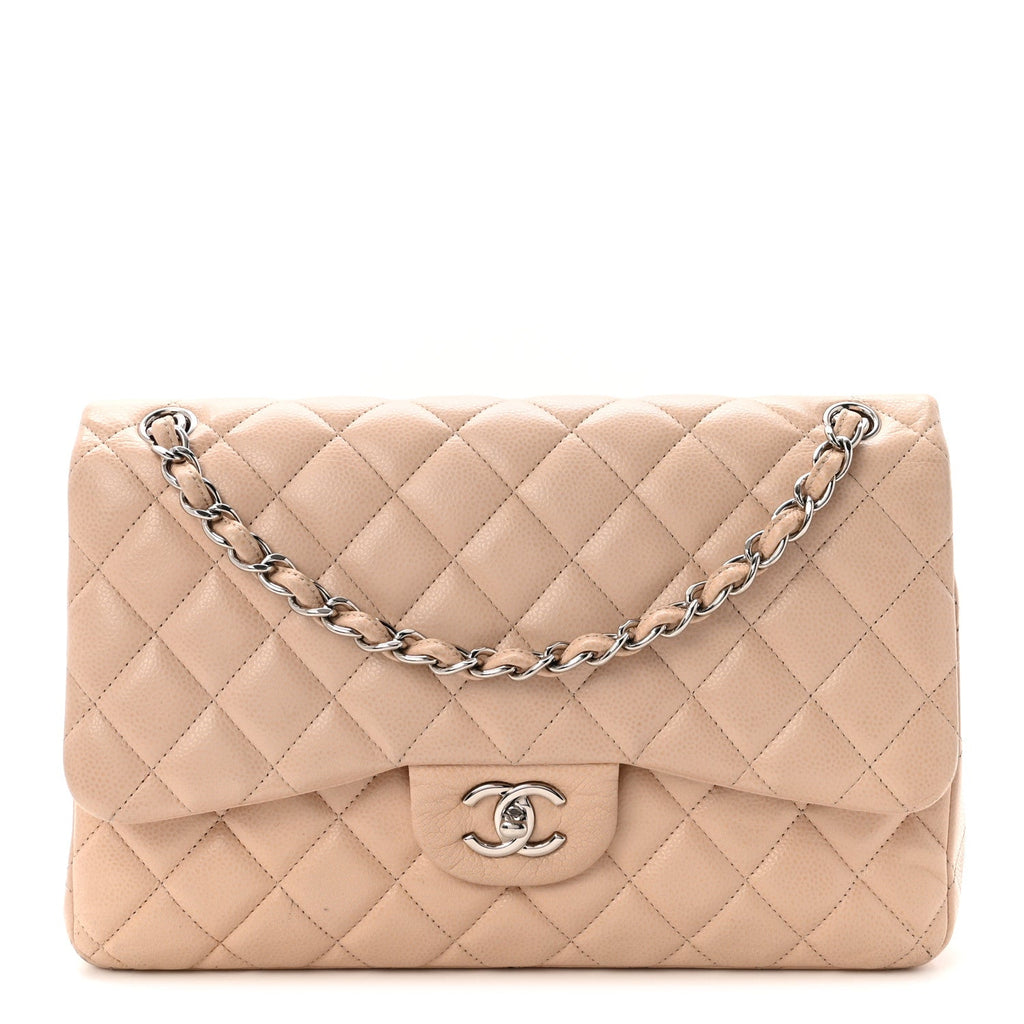 Caviar Quilted Jumbo Double Flap Light Pink At My store