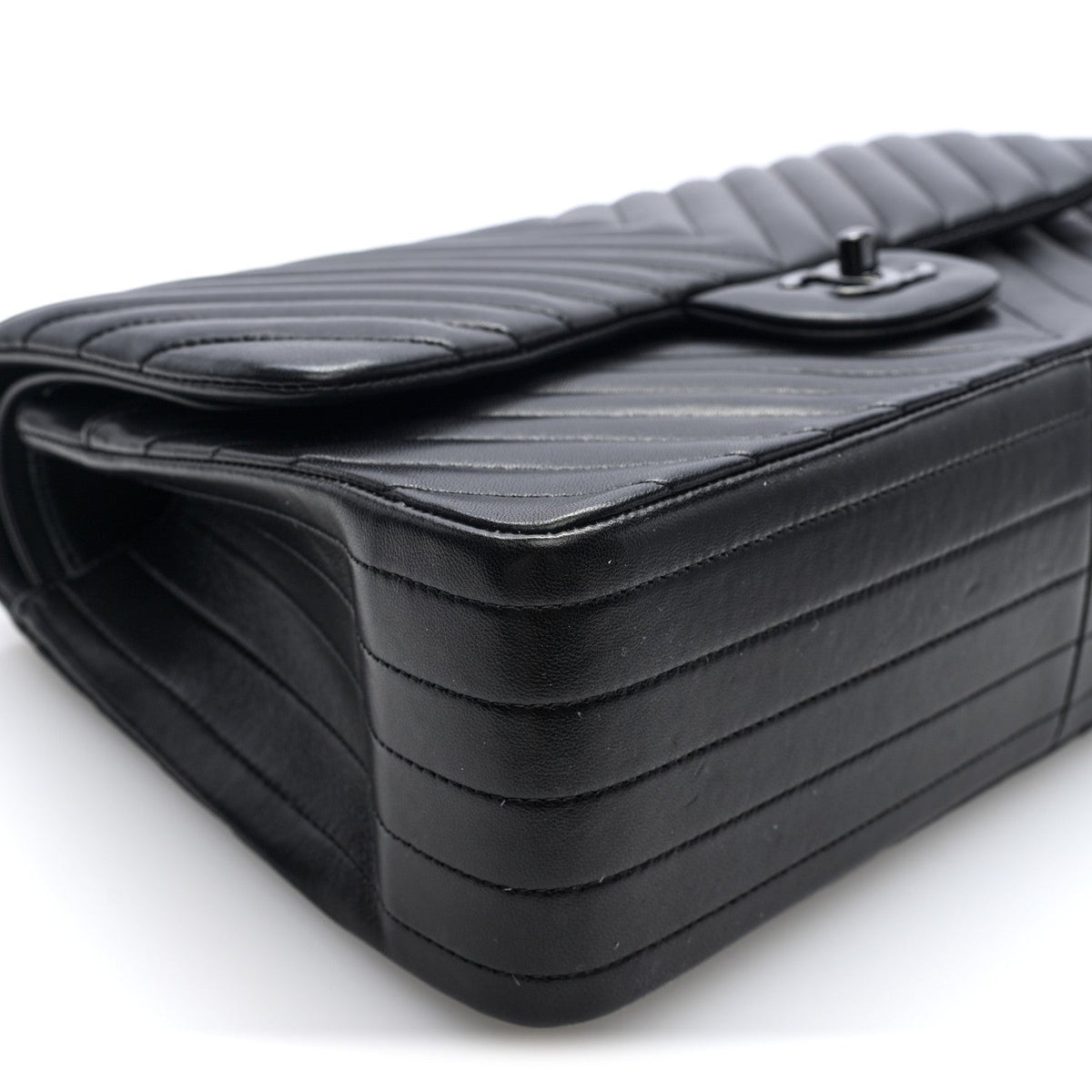 Lambskin Chevron Quilted Jumbo Double Flap  So Black At My store