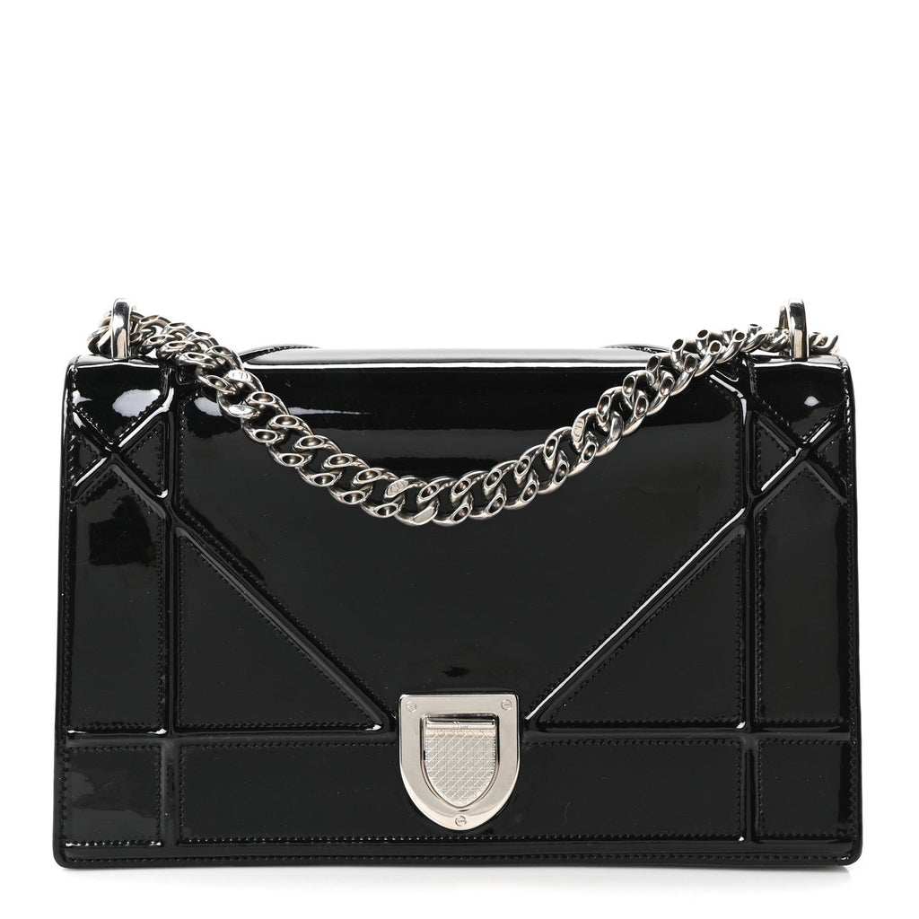 Patent Medium Diorama Flap Bag Black AT My store
