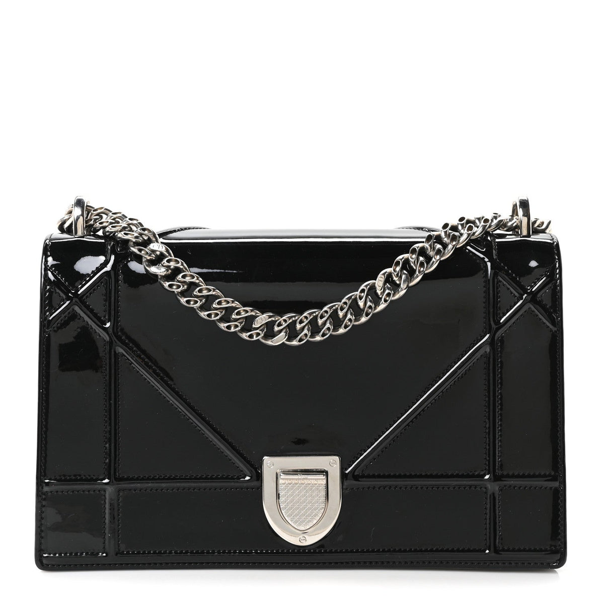 Patent Medium Diorama Flap Bag Black AT My store