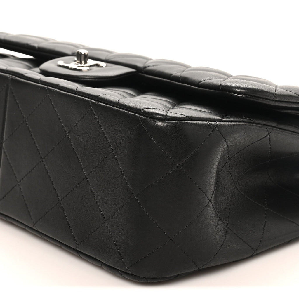 Lambskin Quilted Jumbo Double Flap Black At My store