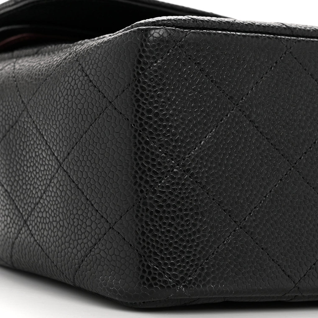 Caviar Quilted Jumbo Double Flap Black At My store