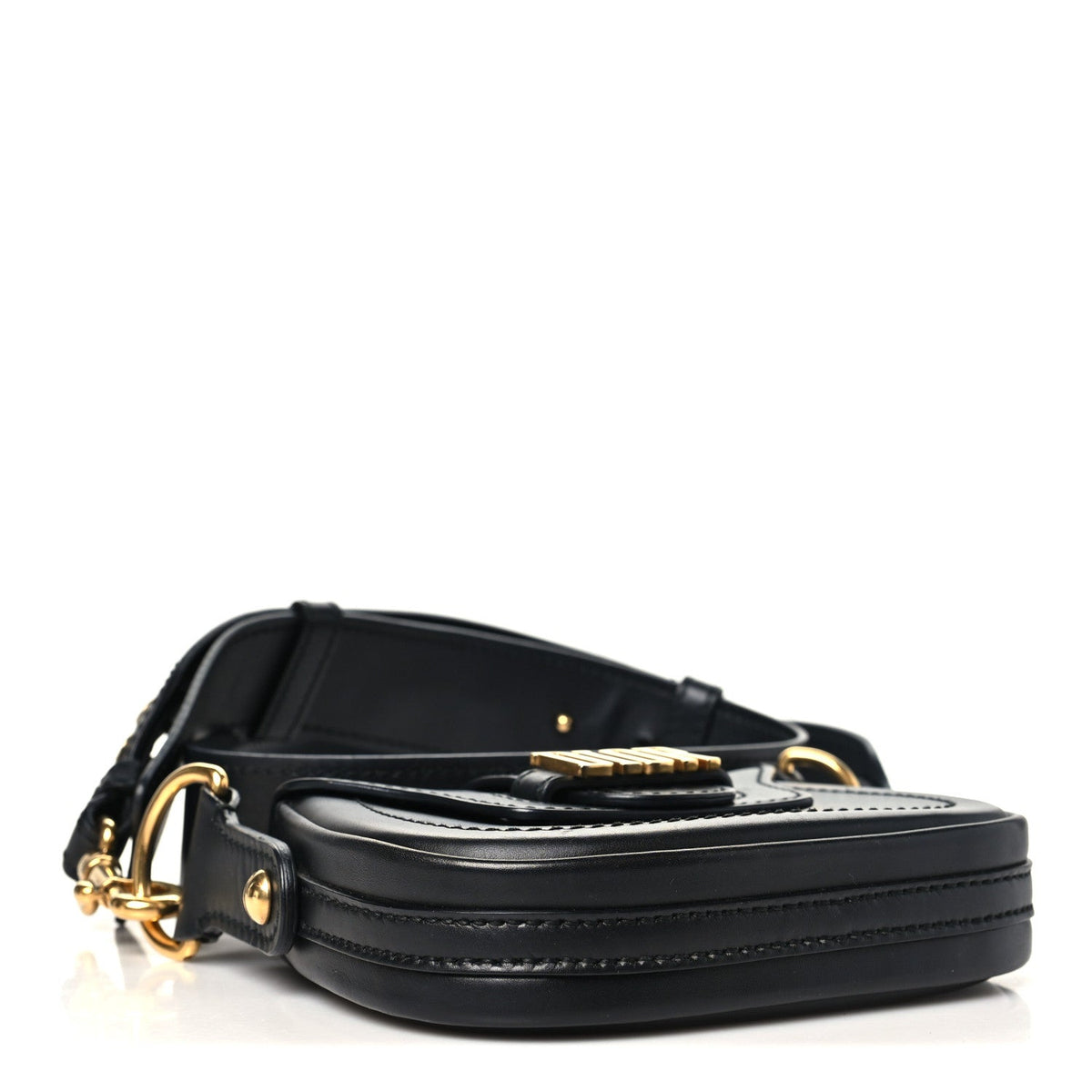 Calfskin Mini D Fence Saddle Bag Black AT My store