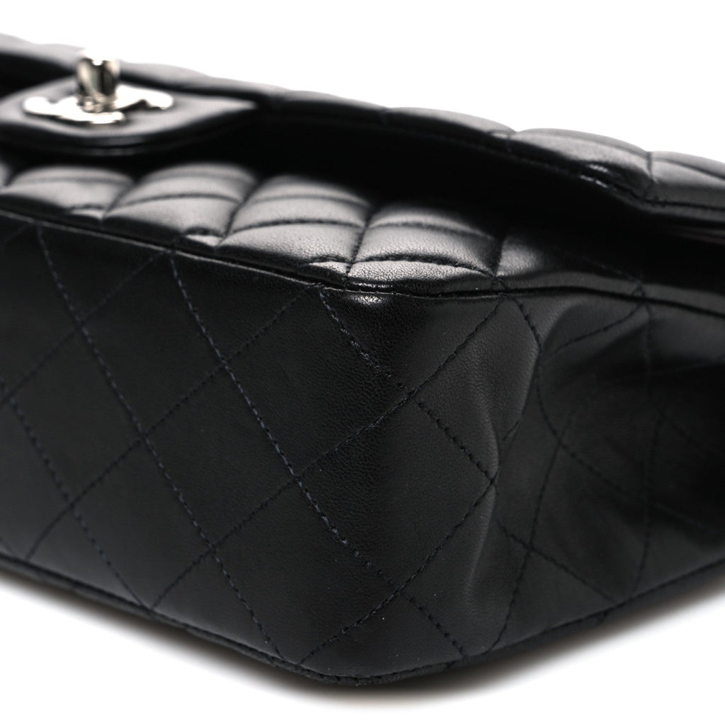 Lambskin Quilted Medium Double Flap Black At My store