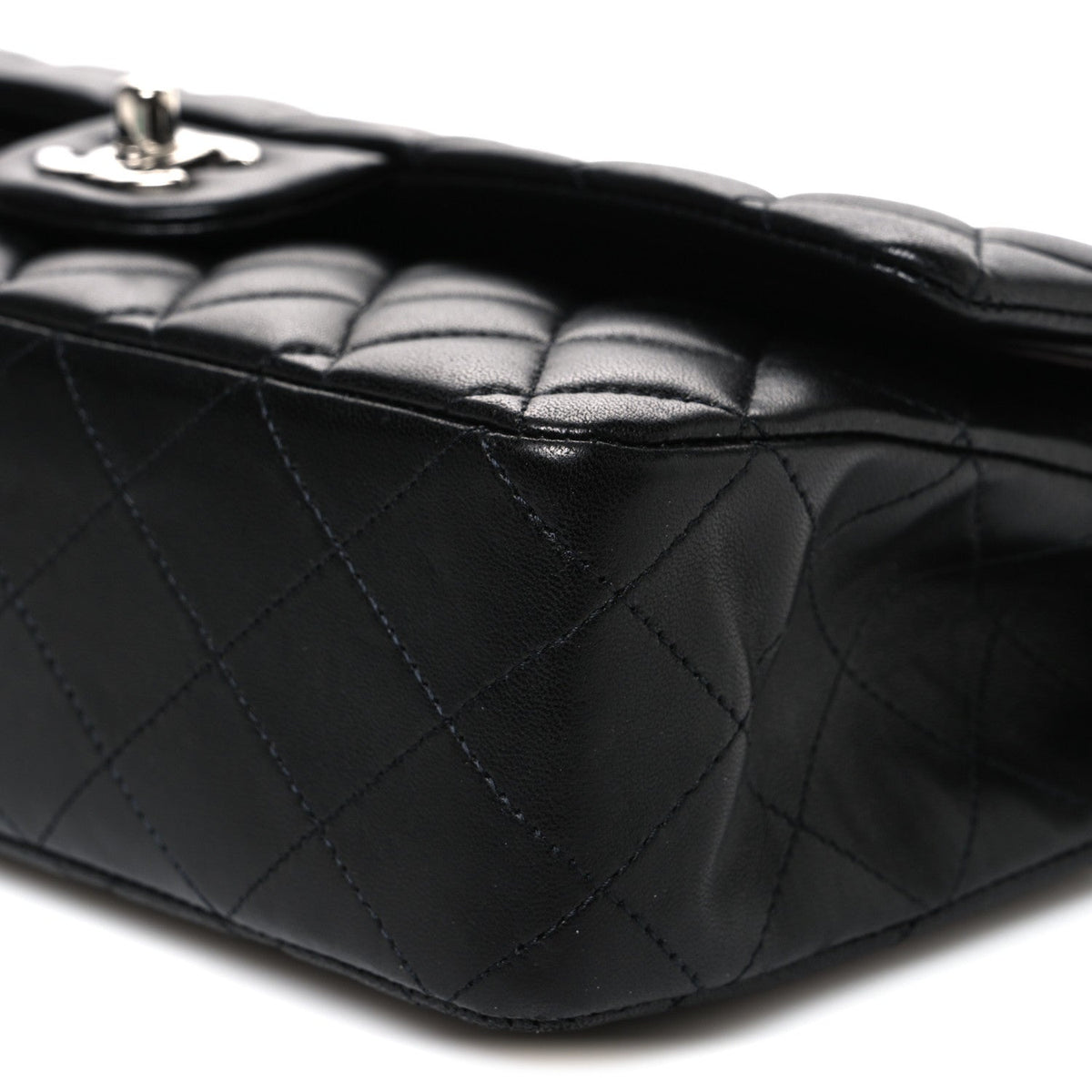 Lambskin Quilted Medium Double Flap Black At My store