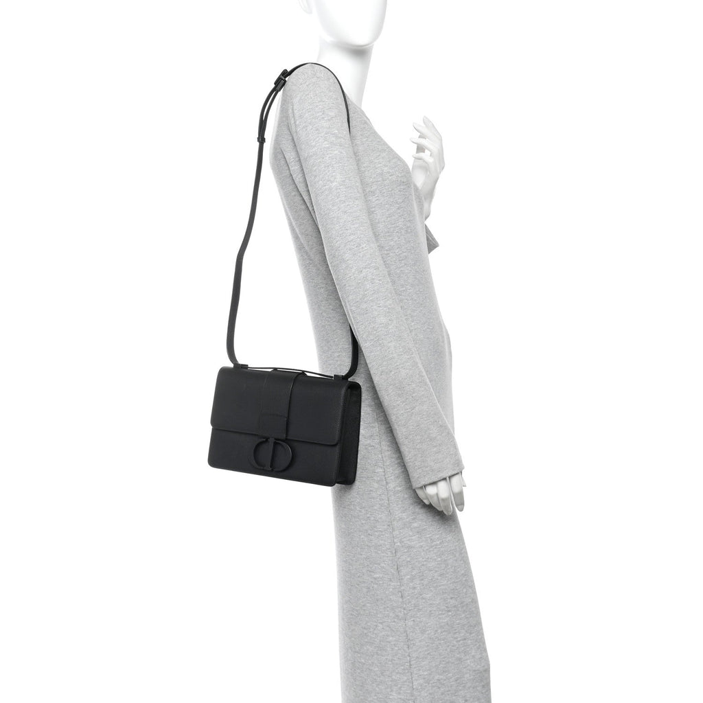 Ultra Matte Grained Calfskin 30 Montaigne Flap Bag Black AT My store
