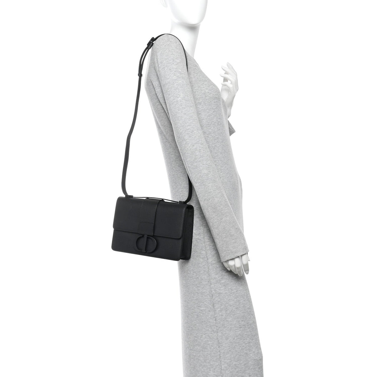 Ultra Matte Grained Calfskin 30 Montaigne Flap Bag Black AT My store