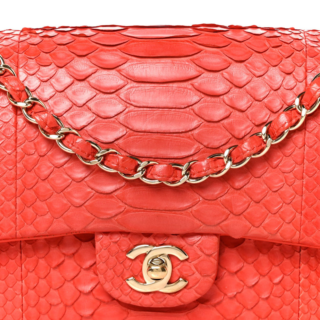 Snakeskin Medium Double Flap Red At My store
