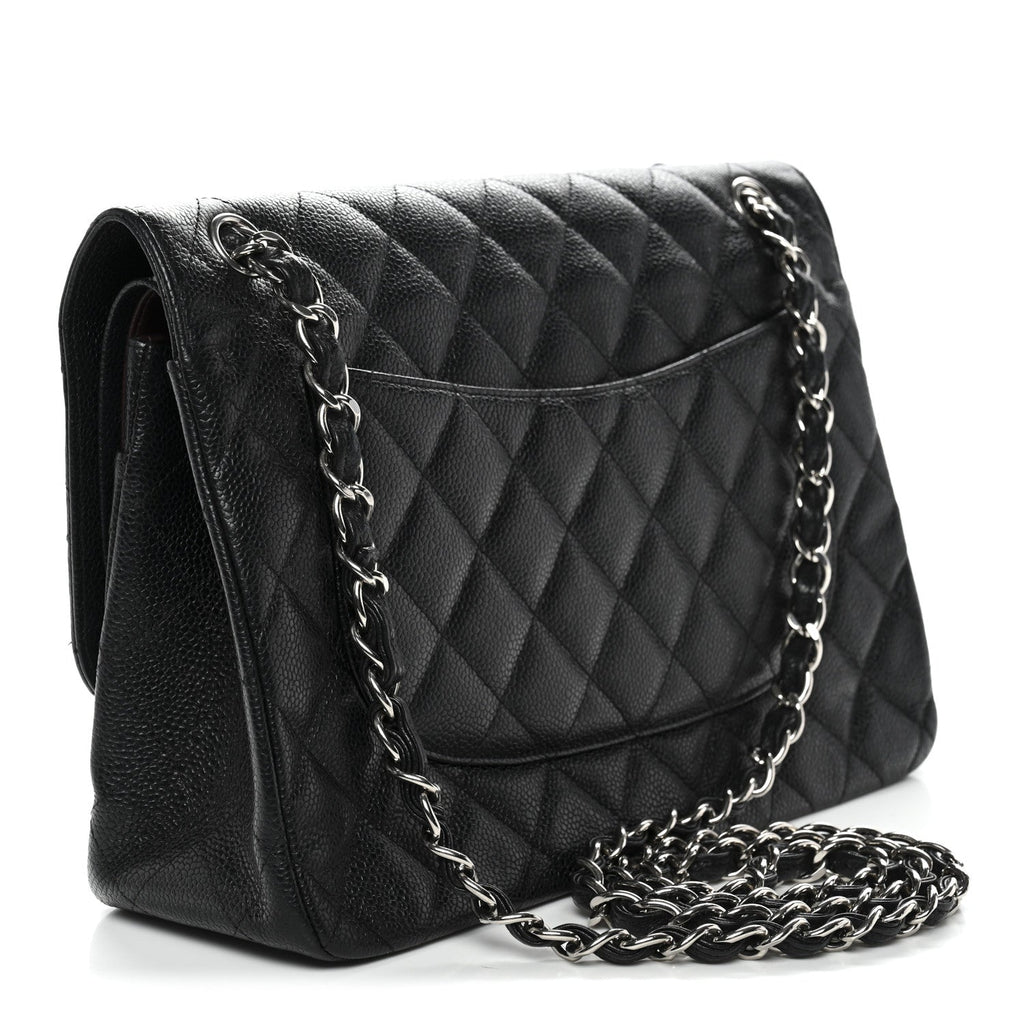 Caviar Quilted Jumbo Double Flap Black At My store
