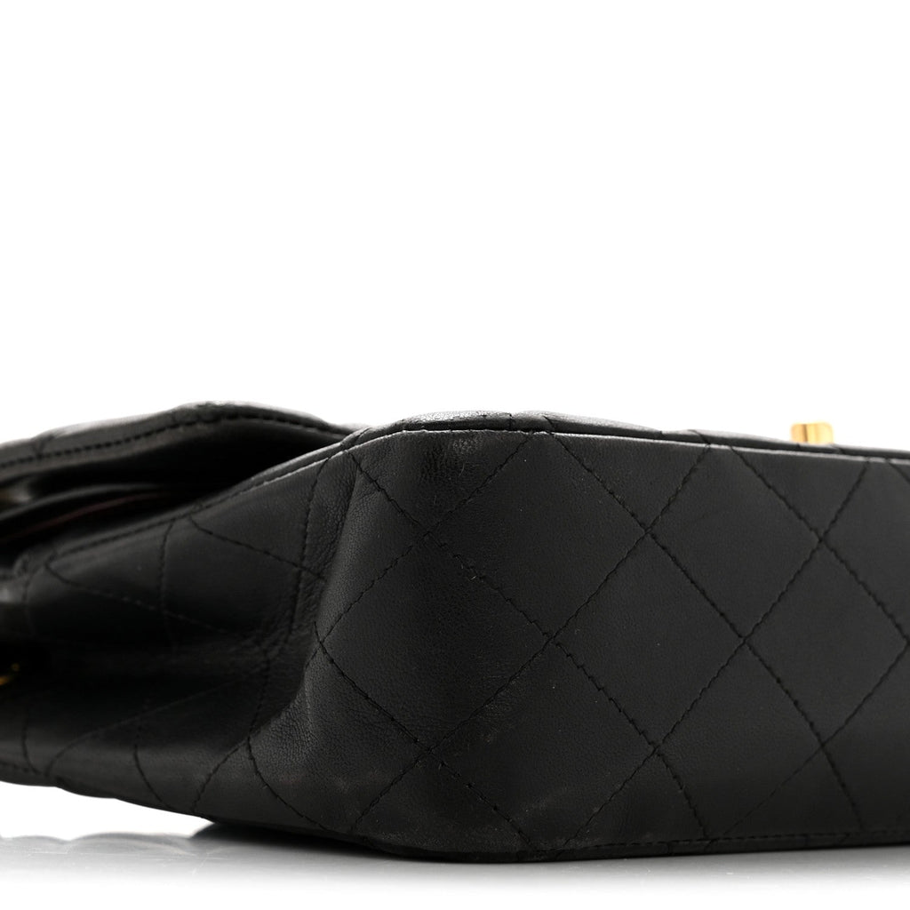 Lambskin Quilted Medium Double Flap Black At My store