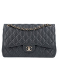 Lambskin Quilted Jumbo Double Flap Dark Grey At My store