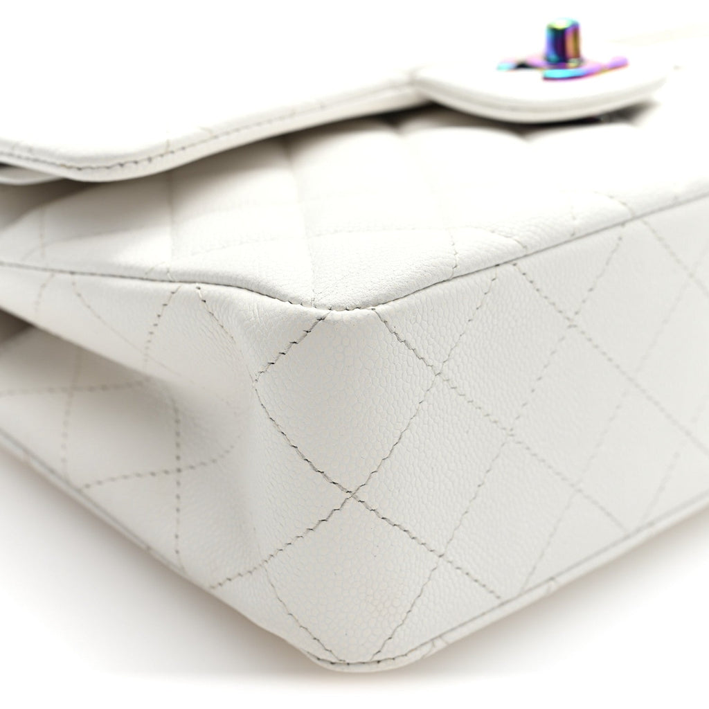 Caviar Quilted Rainbow CC Small Double Flap White At My store