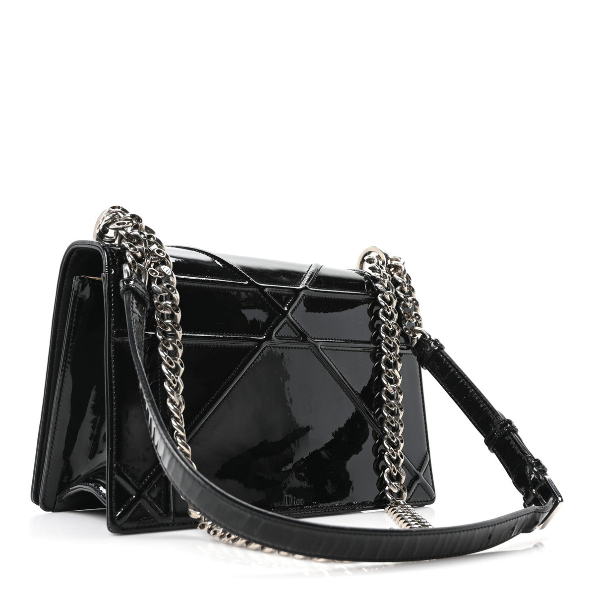 Patent Medium Diorama Flap Bag Black AT My store