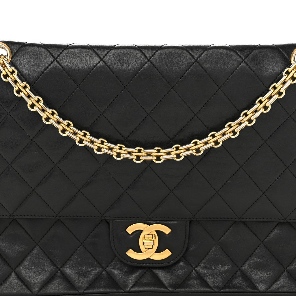 Lambskin Quilted Small Double Flap Black At My store