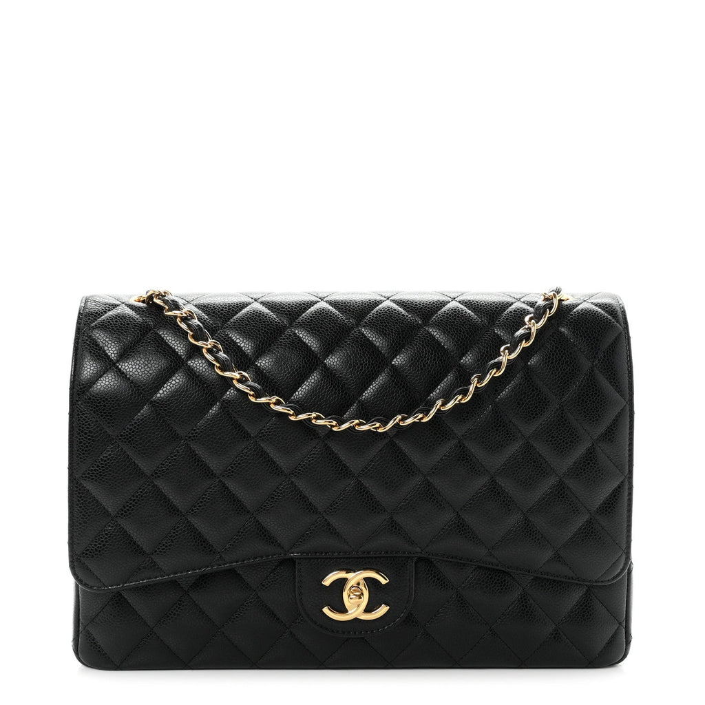 Caviar Quilted Maxi Double Flap Black At My store