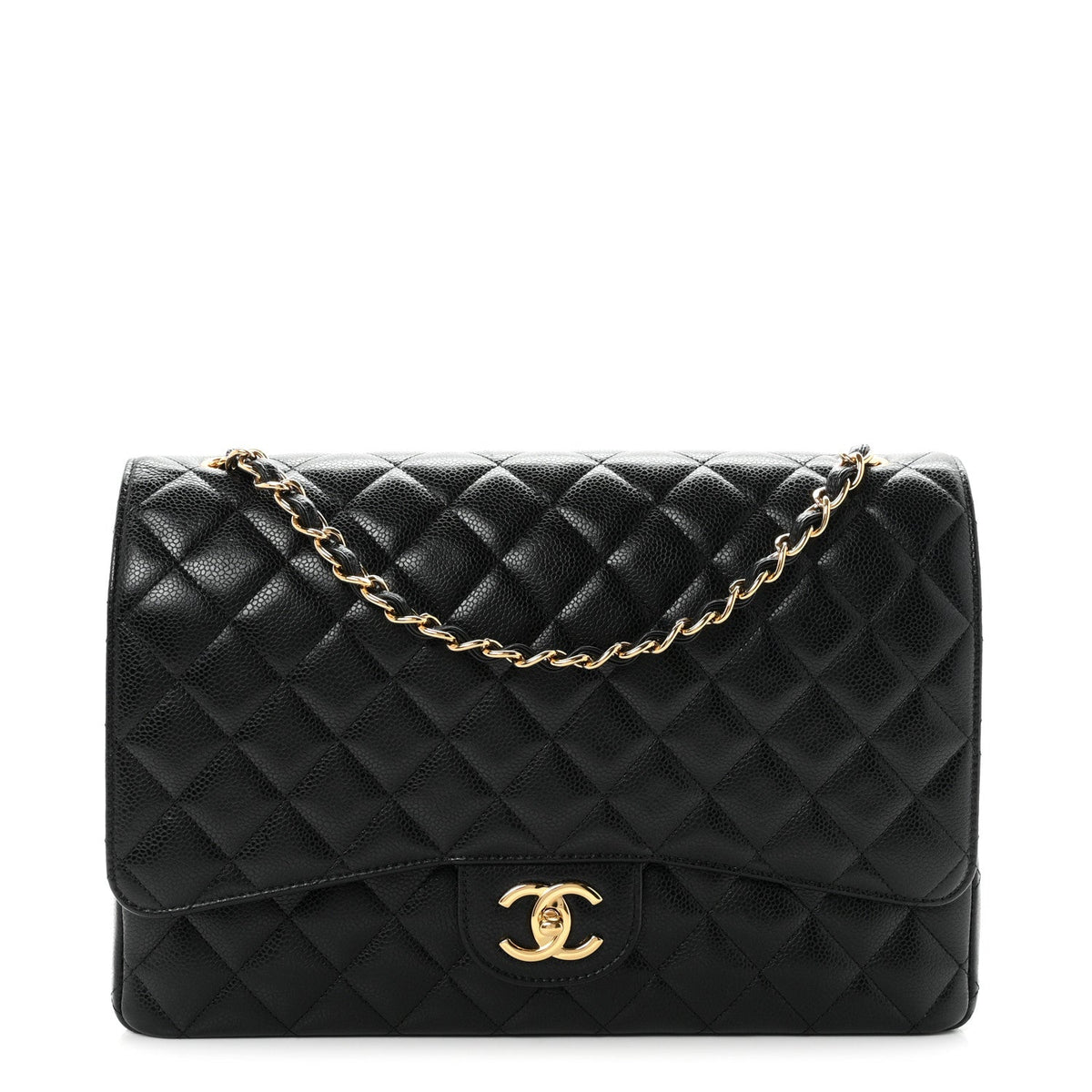 Caviar Quilted Maxi Double Flap Black At My store